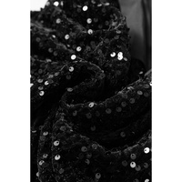 Black Sequin Long Sleeve Knot Cutout Back Mini Dress - M thumbnail