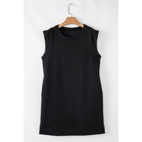 Black Textured Cap Sleeve T-shirt Shift Mini Dress - L thumbnail