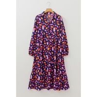 Blue Petal Collared Tiered Flowy Long Dress - XL thumbnail