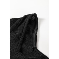 Black Lace Crochet Buttoned Square Neck Shift Mini Dress - XL thumbnail