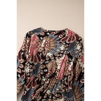 Black Floral Print V Neck Wrap High Waist Maxi Dress - M thumbnail