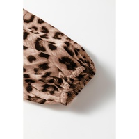 Brown Leopard Color Block V Neck Loose Fit Maxi Dress - L thumbnail