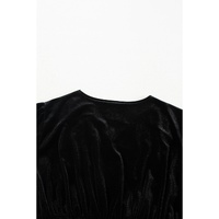 Black Velvet Long Sleeve Surplice High Waist Mini Dress - XL thumbnail