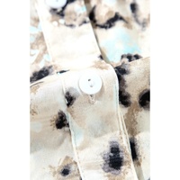 Khaki Leopard Print Buttoned Front 3/4 Sleeve Tiered Ruffled Hem Dress - 2XL thumbnail