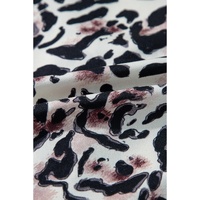 Black Leopard Print Buttoned Front 3/4 Sleeve Tiered Ruffled Hem Dress - M thumbnail