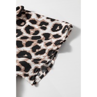 Khaki Leopard V Neck Cinched High Waist Open Back Maxi Dress - L thumbnail