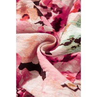 Pink Floral Sleeveless Halter Neck Shirred Back Ruffled Mini Dress - L thumbnail