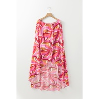 Rose Floral High Low Bandeau Vacay Dress - L thumbnail