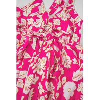 Rose Floral V Neck Crisscross Backless Maxi Dress - L thumbnail