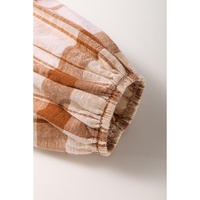 Brown Plaid Print Side Pockets Frilled Babydoll Mini Dress - XL thumbnail