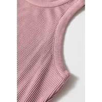 Sepia Rose Ribbed Vest Patchwork Tiered Midi Dress with Pockets - L thumbnail