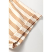 Khaki Stripe Two-in-one Collared Cap Sleeve Patchwork Loose Mini Dress - L thumbnail