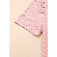 Blossom Corded Knit Crew Neck Puff Sleeve Shift Mini Dress - L thumbnail