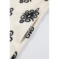 Beige Geometric Printed Sleeveless Hollowed Bowknot Back Mini Dress - L thumbnail