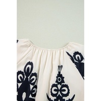 Apricot Western Print Ruffled Short Sleeve Loose Dress - L thumbnail