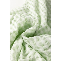Green Stripe Textured Tiered Short Sleeve Loose Mini Dress - L thumbnail
