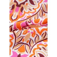 Khaki Abstract Printed Long Sleeve Tied Neckline Mini Dress - L thumbnail