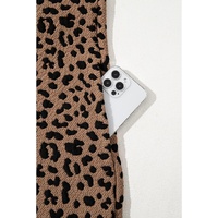 Khaki Leopard Print V Neck Sleeveless Collared Mini Dress - L thumbnail