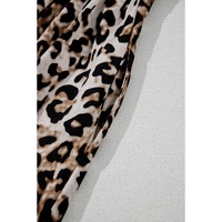 Brown Leopard Print Bubble Sleeve Square Neck Maxi Dress - L thumbnail