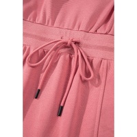 Mineral Red French Terry Zipped Collar Sleeveless Drawstring Waist Mini Dress - M thumbnail