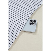 White Stripe Ruffled Short Sleeve Crew Neck T Shirt Shift Mini Dress - L thumbnail