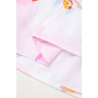 Pink Floral Print Knotted Shoulder Smocked Maxi Dress - L thumbnail