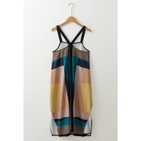 Brown Retro Geometric Printed Y Back Sleeveless Dress - L thumbnail