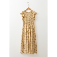 Yellow Boho Floral Print Ruffle Smocked Flowy Summer Dress - L thumbnail