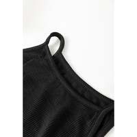 Black Racerback Ribbed Knit Drawstring Bodycon Dress - S thumbnail