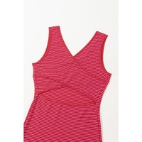 Red Stripe Criss Cross Side Slits Slim Fit Sleeveless Midi Dress - L thumbnail