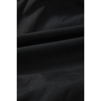 Black Shirt Style Button Down Puff Sleeve Ruffle Hem Dress - S thumbnail