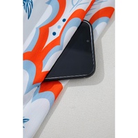 Orange Contrast Palm Tree Printed Short Sleeve Flowy Dress - L thumbnail