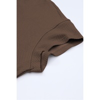 Brown Textured Loose Fit T Shirt and Drawstring Pants Set - L thumbnail