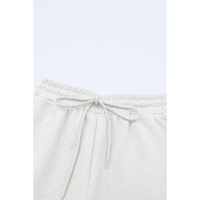 Bright White Textured Loose Fit T Shirt and Drawstring Pants Set - M thumbnail
