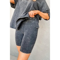 Black Mineral Washed Oversized T Shirt and Shorts Set - S thumbnail