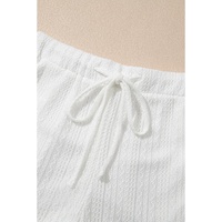 Beige Textured Knit Tank Top and Drawstring Shorts Set - XL thumbnail