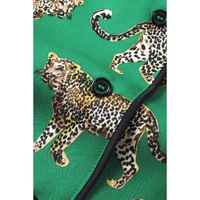 Green Cheetah Print Short Sleeve Shirt and Pants Pajama Set - L thumbnail