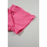 Bonbon Textured Ruffled Sleeve Tee and Drawstring Shorts Set - M thumbnail