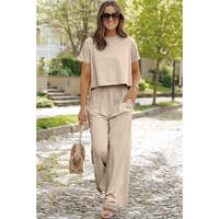 White Raw Hem Loose Tee and Wide Leg Pants Set - XL thumbnail