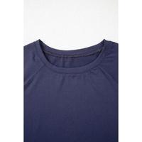 Navy Blue Raw Hem Loose Tee and Wide Leg Pants Set - S thumbnail