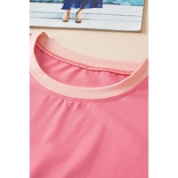 Peach Blossom Contrast Trim Cap Sleeve Tee Shorts Set - XL thumbnail
