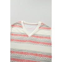 Beige Western Striped Print Casual Tank 2pcs Outfit - XL thumbnail