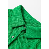 Bright Green Textured Short Sleeve Shirt and Shorts Set - L thumbnail