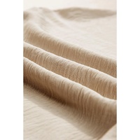 Beige Crinkled Elastic Hem Crop Tee and Wide Leg Pants Set - XL thumbnail