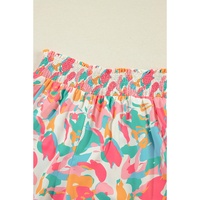 Floral Ruffled Sleeve Top Smocked Wide Leg Pants Set - S thumbnail