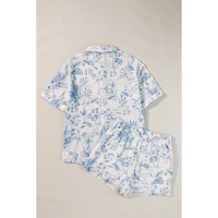 Sky Blue Floral Short Sleeve Shirt and Shorts Set - XL thumbnail