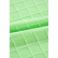 Light Green Checkered Textured Tee and Drawstring Shorts - L thumbnail