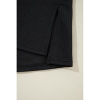 Black Ruffled Sleeve Summer Top and Cropped Loose Pants Set - S thumbnail