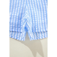 Sky Blue Stripe V Neck Bowknot Crop Tank and Shorts Set - XL thumbnail
