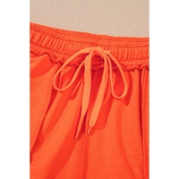 Orange Textured V Neck T Shirt and Shorts Set - XL thumbnail